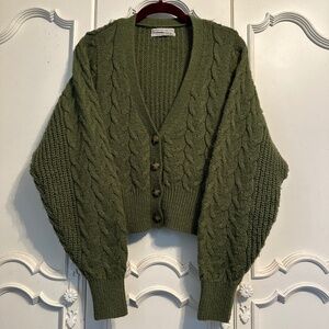 Urban Outfitters Green Cable Knit Sweater